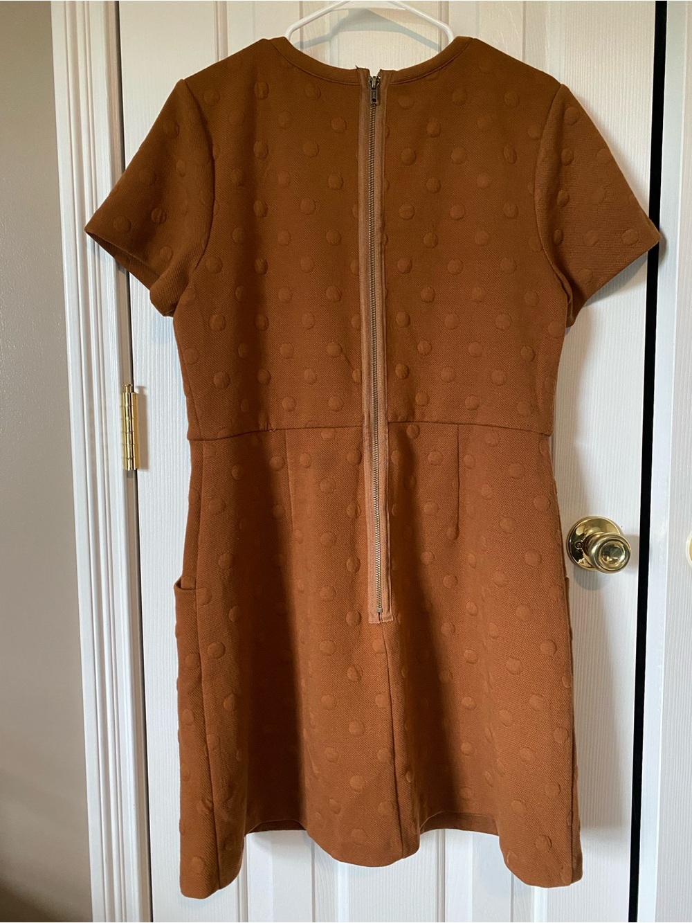 Hutch Rust/Brown Textured Short-Sleeve Shift Dress with Pockets Size XL - Picture 4 of 7